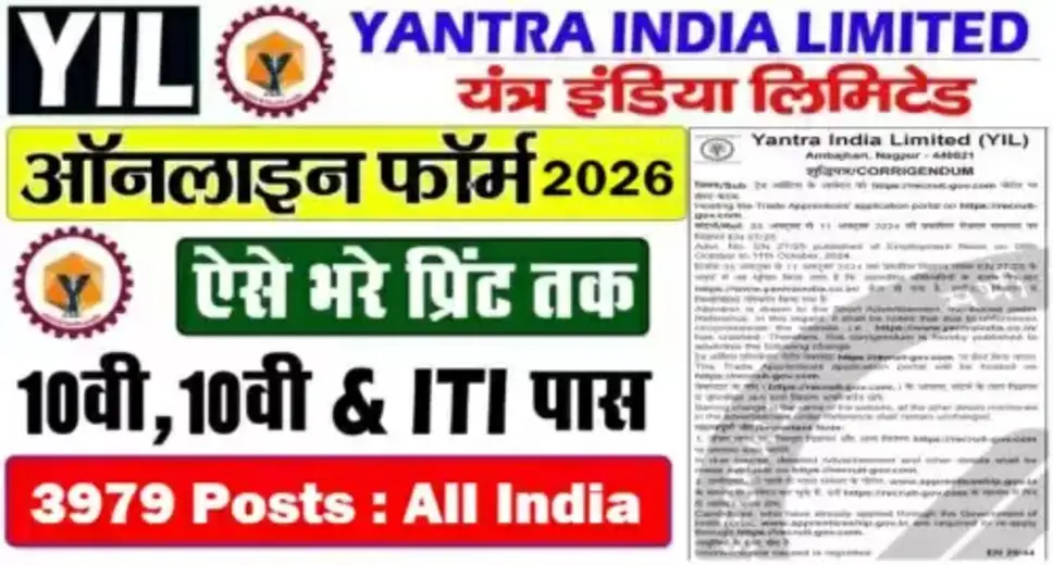 Yantra India Limited (YIL) Apprentice Examination 2026 : Short Details